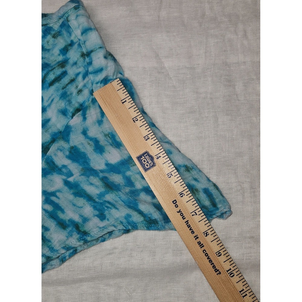 Terra & Sky Top Women's Size 3X Blue Tie Dye Short Sleeves Keyhole Neck Cotton - Picture 6 of 7
